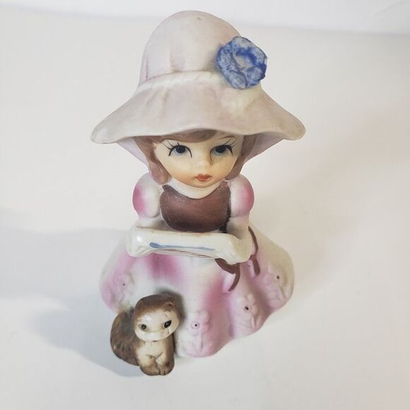 Adorable Vintage Made in Taiwan Rep of China Porcelain January Girl Figurine 4" - Picture 2 of 8